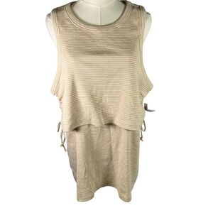 Old Navy Maternity Nursing Dress XXL Striped Tank Drawstring Beige NEW‎ Ribbed